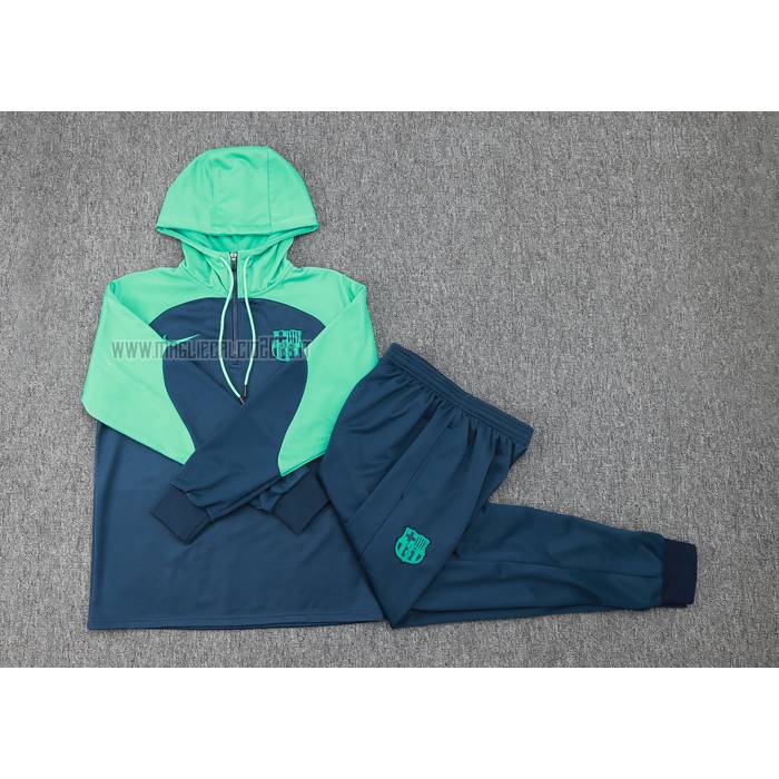 Tuta da Track de Felpa del Barcellona Bambino 2023-2024 Blu y Verde